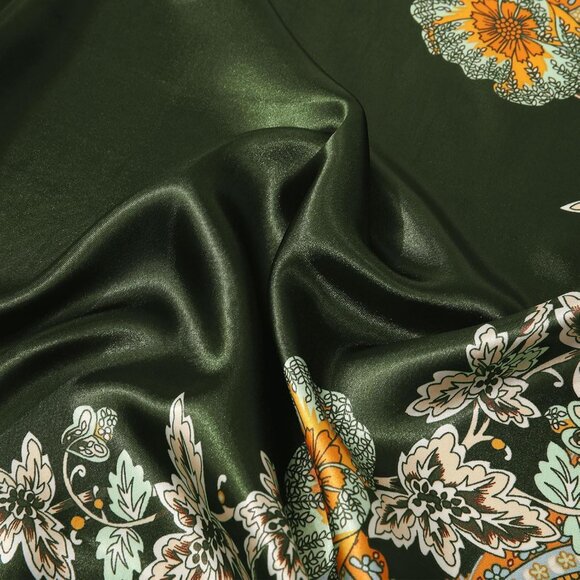 35 Inch Silk Head Scarf 2 Pcs Cashew(yellow+green) - Picture 7 of 7